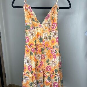 Floral Sundress with Orange and Pink Accents